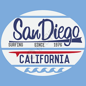 加利福尼亚州圣地亚哥印刷 T恤衫印刷设计 夏季矢量徽章应用标签纺织品衣服球座游泳支撑海洋阳光木板插图海豹图片