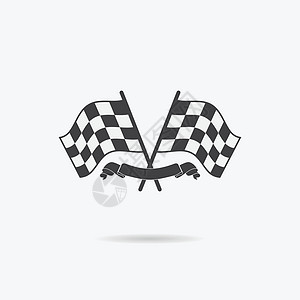 标志图标 方格或赛车旗帜和完成丝带 运动汽车 速度和成功 竞争和获胜者 赛车集会 矢量图锦标赛正方形白色黑色摩托车驾驶冠军交通越图片