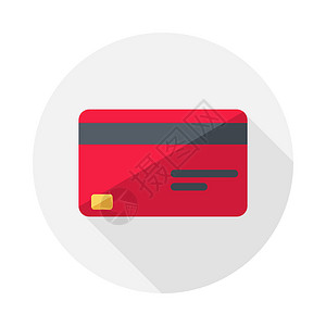信用卡红图标向量隔离插图顾客借方金融签证银行贷款服务塑料技术图片