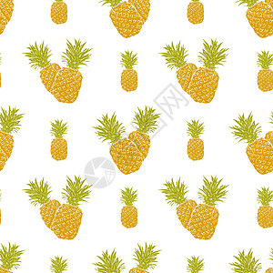 无缝模式 手绘菠萝树矢量插图草图 611 3水果热带标签手绘打印食物涂鸦产品果汁菠萝图片