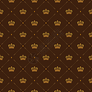 皇冠花纹具有皇冠和装饰元素的皇家墙纸无缝整形图案打印滚动装饰品插图风格藤蔓纺织品织物剪贴簿包装背景