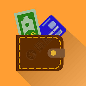 彩色钱包图标 存钱罐现金购物插图硬币订金银行口袋贷款金子财富卡片技术图片