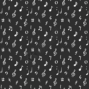 音乐笔记无缝模式矢量图 手绘素描涂鸦音符符号立体声笔记横幅歌曲旋律插图草图绘画框架剪贴簿图片