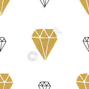 钻石无缝无缝模式矢量插图 手工绘制草图的圆面钻石符号背景首饰水晶打印石头球座礼物宝石珠宝奢华墙纸图片