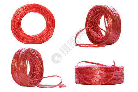 红色塑料绳白色细绳工艺绳索手工纤维纺织品棉布塑料爱好图片