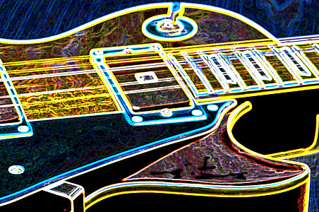 配有闪亮轮廓的电子吉他音乐细绳电吉他指板金属固体摇滚乐体积单线音乐会图片