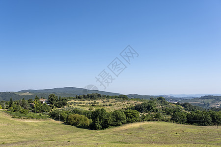 夏季日落时 托斯卡纳的风景山坡爬坡场景环境植物国家农田葡萄园天空农村图片