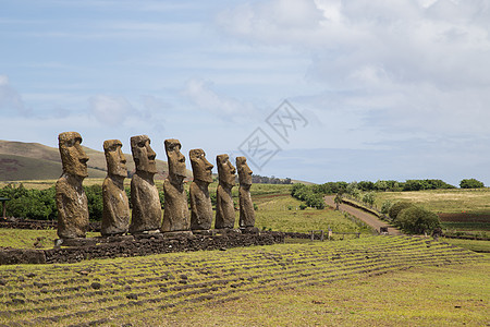 复活节岛的Ahu Akivi国家雕像岩石纪念碑旅游旅行遗产石头摩艾数字图片