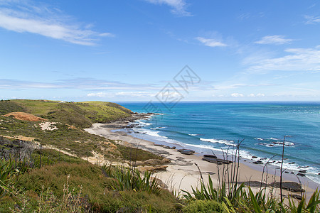 新西兰奥马佩雷的美丽海岸线沿海边缘旅行支撑地标海洋蓝色风景遗产海岸图片