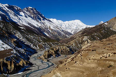 Annapurna巡回赛马农村谷地景象旅行电路旅游风景国家顶峰村庄岩石阳光冰川图片