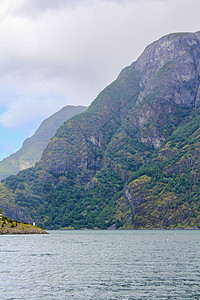 挪威美丽的山地和峡湾景观 挪威的奥兰斯福德索格涅夫霍德海岸旅行蓝色全景岩石山脉天气远足旅游爬坡图片