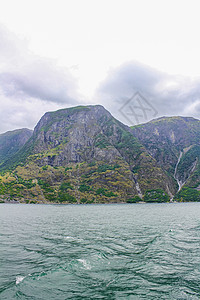 挪威美丽的山地和峡湾景观 挪威的奥兰斯福德索格涅夫霍德岩石山脉天气远足旅游海岸爬坡全景风景旅行图片