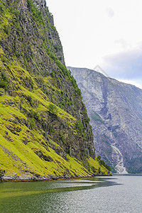 挪威美丽的山地和峡湾景观 挪威的奥兰斯福德索格涅夫霍德海景风景岩石天气旅行爬坡山脉海岸旅游蓝色图片