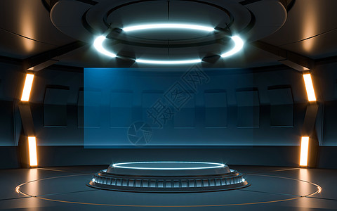 阶段光线蓝色房间科学推介会地面车站技术建造陈列柜讲台图片