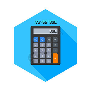 计算器和数字数字图标矢量孤立商业计算技术黑色插图按钮展示金融白色经济图片