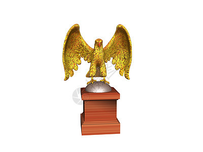 金鹰雕形 翅膀伸展眼睛金属底座纹章动物木质爪子背景图片