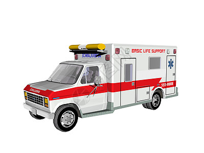 街道上的红色白色救护车摩托车救援运输车急救车情况车辆图片