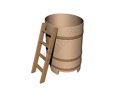带梯子的木制热浴缸图片