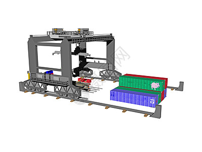车站装有推车的大型起重机货运电梯货物港口力学集装箱运输加载图片