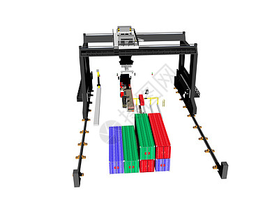 车站装有推车的大型起重机货运力学港口货物集装箱加载运输电梯图片