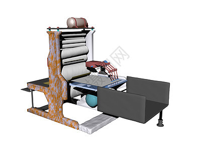 讲习班的大型印刷机和大印刷机滚筒力学金属打印机机器桌子图片