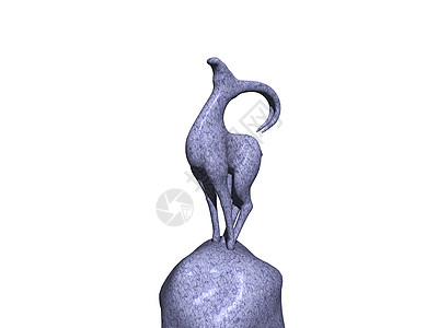 甘尼特雕像和岩石上的山羊动物麂皮蓝色艺术品石头数字花岗岩塑像插画图片