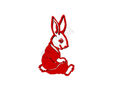 红色可爱漫画兔子符号卡通片剪影涂鸦腐烂图片