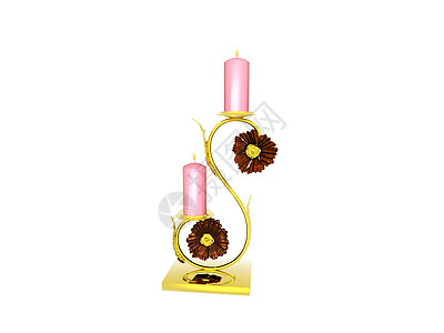 带有粉红蜡烛的金色蜡烛蜂蜡烛光烛台粉色珠宝灯芯灯光亮度图片