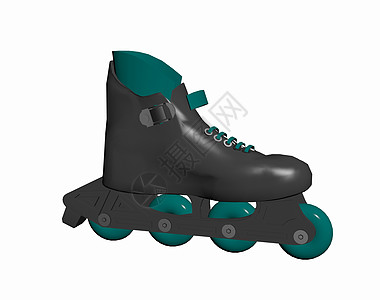 绿色溜冰鞋 背着滚水机系带衣服滑行运动跑步花边滚动图片