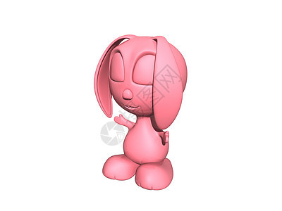 带软耳朵的粉红漫画兔子毛皮拥抱儿童房间孩子粉色玩具背景图片