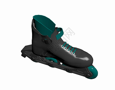 绿色溜冰鞋 背着滚水机跑步滚动系带运动衣服花边滑行图片