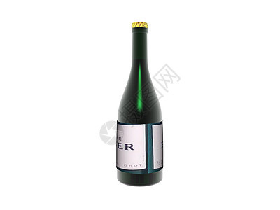 有标签的绿酒瓶绿色香槟饮料瓶子软木背景图片