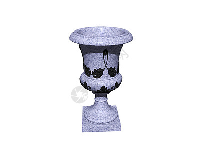 花园中的蓝色陶瓷台花瓶花岗岩石花瓶制品装饰品陶器大理石播种机形状背景图片