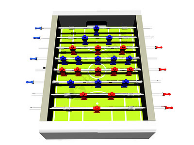 带有数字和球的桌式足球游戏闲暇运动蓝色绿色酒吧人物红色图片