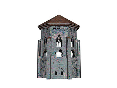 带有尖顶屋顶的无名圆塔历史建筑城墙堡垒背景图片