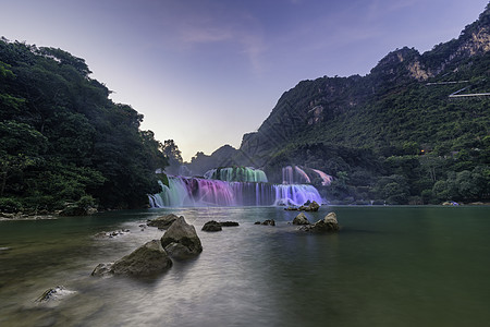 Ban Gioc  越南高邦的德台瀑布天线库存丛林溪流热带公园风景水池世界森林图片