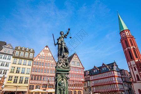 德国法兰克福老城广场罗默堡历史广场旅游城市建筑学景观建筑历史性旅行蓝色图片