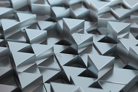 重复三角方块背景 3D 翻譯马赛克立方体金属灰色渲染几何学装饰品推介会创造力坡度图片