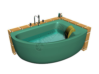 绿色龙卷风浴缸 有水龙头漩涡龙头洗澡淋浴娱乐背景图片