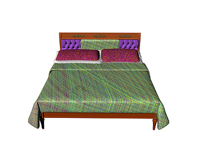 卧室里双床双床和被褥装潢休息床单睡觉双人床棕色枕头背景图片