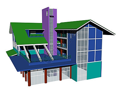 城市内大型多彩住宅区圆顶酒店大学综合体高楼建筑背景图片