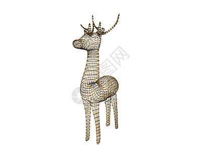 从铁丝线上编成的驯鹿雕像喇叭棕色蹄子鹿角毛皮动物漫画图片