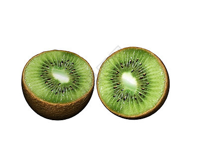 绿色的kiwi水果分成两半棕色营养素维生素食物矿物质热带图片