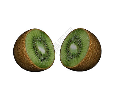 绿色的kiwi水果分成两半矿物质食物棕色维生素营养素热带图片