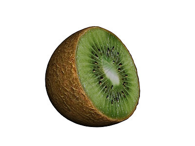 绿色的kiwi水果分成两半热带营养素矿物质维生素食物棕色图片