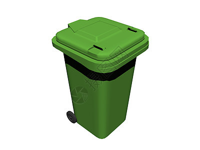 绿色垃圾桶 盖盖和车轮垃圾处理废物残余金属把手垃圾箱图片