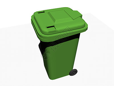 绿色垃圾桶 盖盖和车轮废物处理垃圾箱残余金属把手垃圾图片