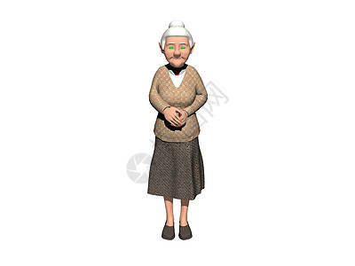 老奶奶穿着羊毛衣和衣服母亲白色祖母裙子拖鞋开襟衫领结奶奶女士白发背景图片