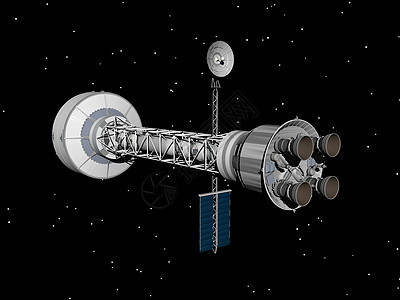 空间航天器和空间空间站技术飞船星舰运输漫画金属力学背景图片