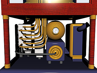 木制框架和管道的高发电机压缩机粮食玻璃仪器盒子金属图片